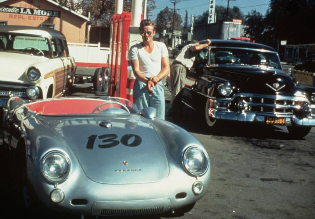 James Dean With Silver Porsche