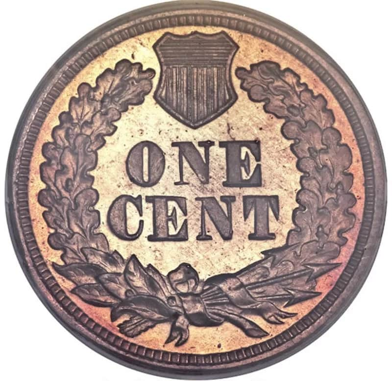 1864 Indian Head Penny With 'L' On The Ribbon Front Back