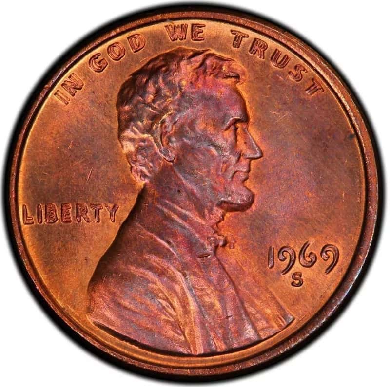 1969 S Lincoln Penny Doubled Die Obverse Front