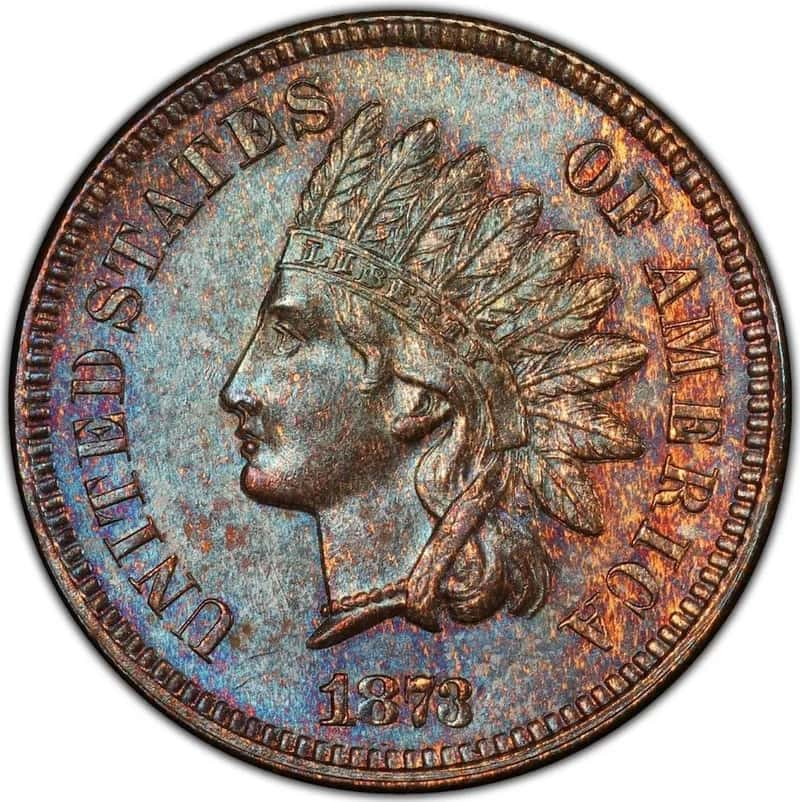 1873 Doubled 'Closed 3' Indian Head Penny Front