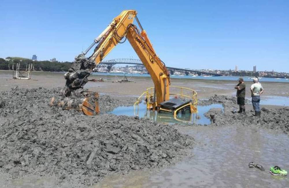 Huge Digger Stuck In The Sand
