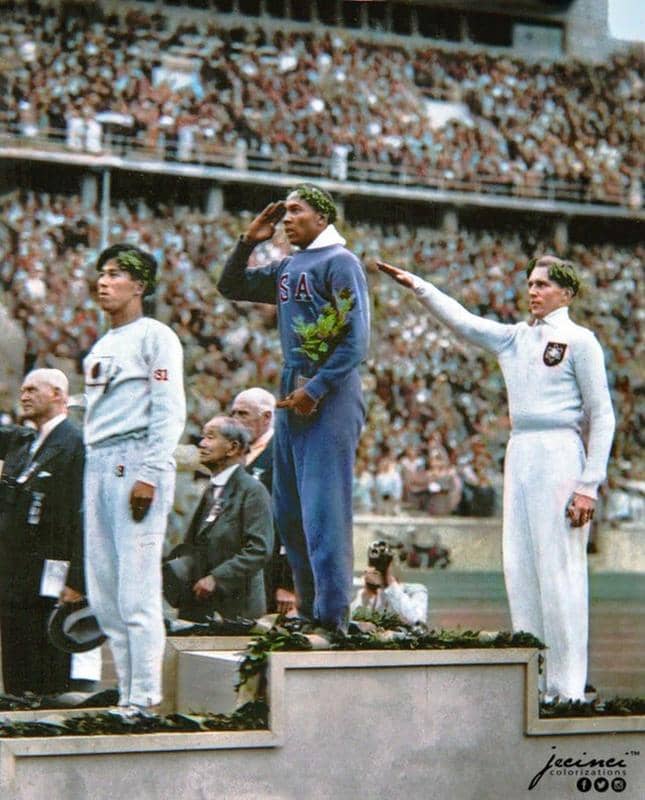 American Athlete Jesse Owens At The Presentation Of His Long Jump Gold Medal