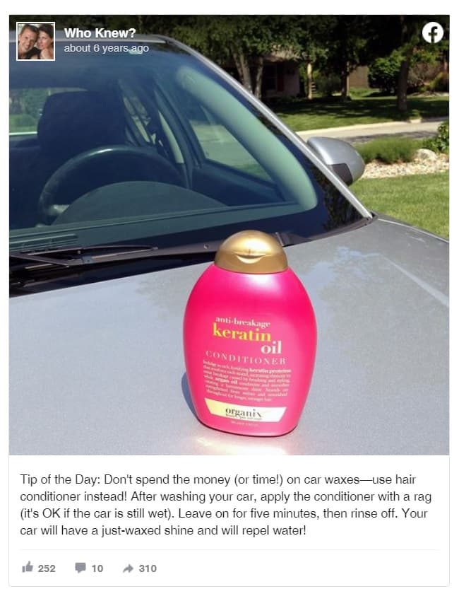 Hair Conditioner Will Make Your Car Look Shiny