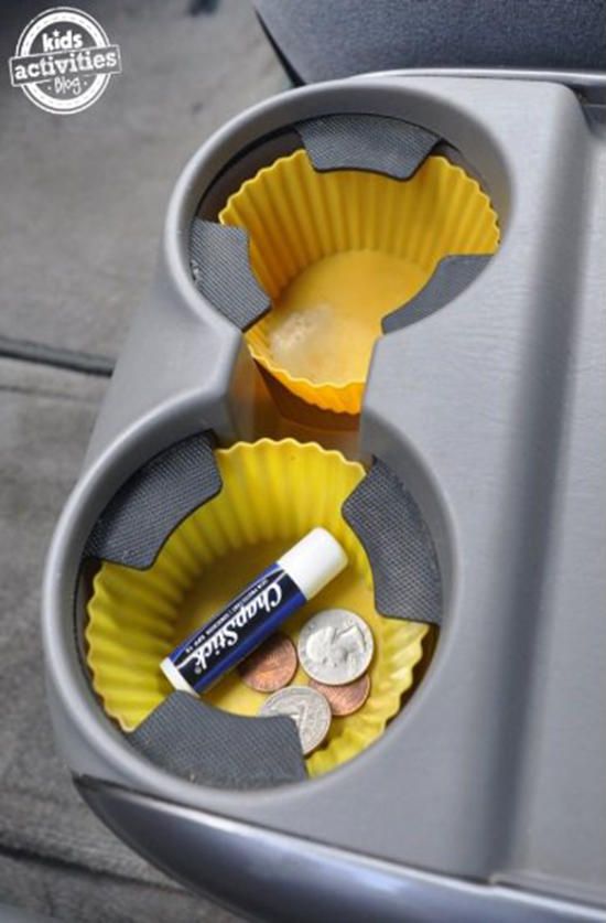 Use Cupcake Liners To Keep Your Cup Holders Clean