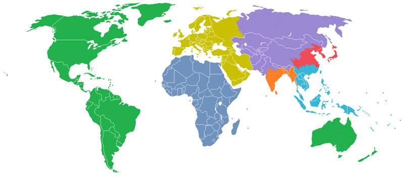 The World Split Into 7 Regions With A Billion People