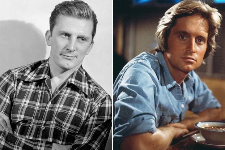 KIRK DOUGLAS & MICHAEL DOUGLAS AT AGE 30