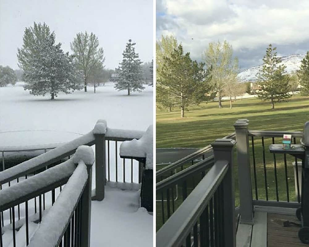 Icy Yesterday Vs. Sunny Today