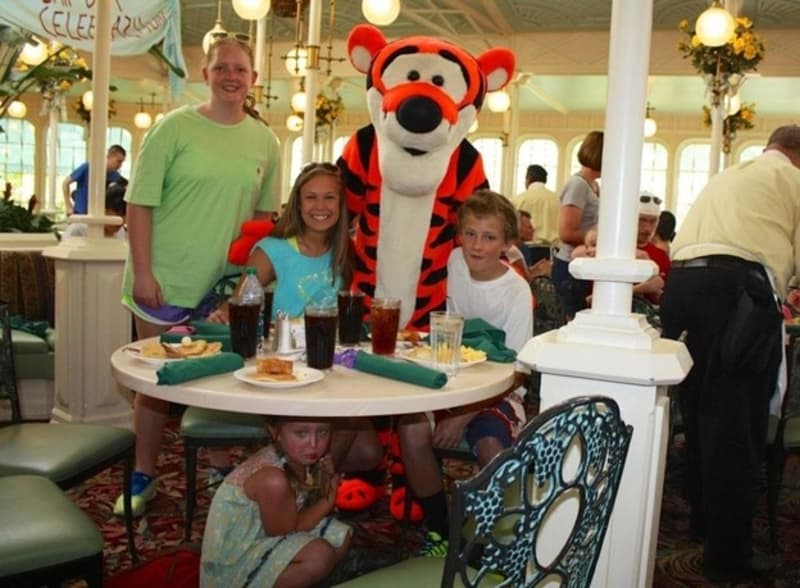 Hiding From The Tigger Mascot