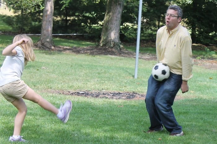 Teaching Her How To Play Soccer