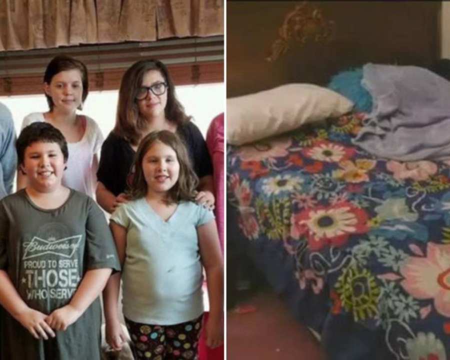 Un Des Enfants Dormait Dans Un Espace Ouvert Près De La Cuisine